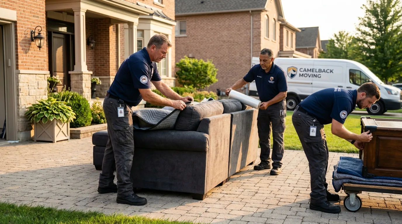 Large estate moving crew wrapping furniture in Maroa, IL